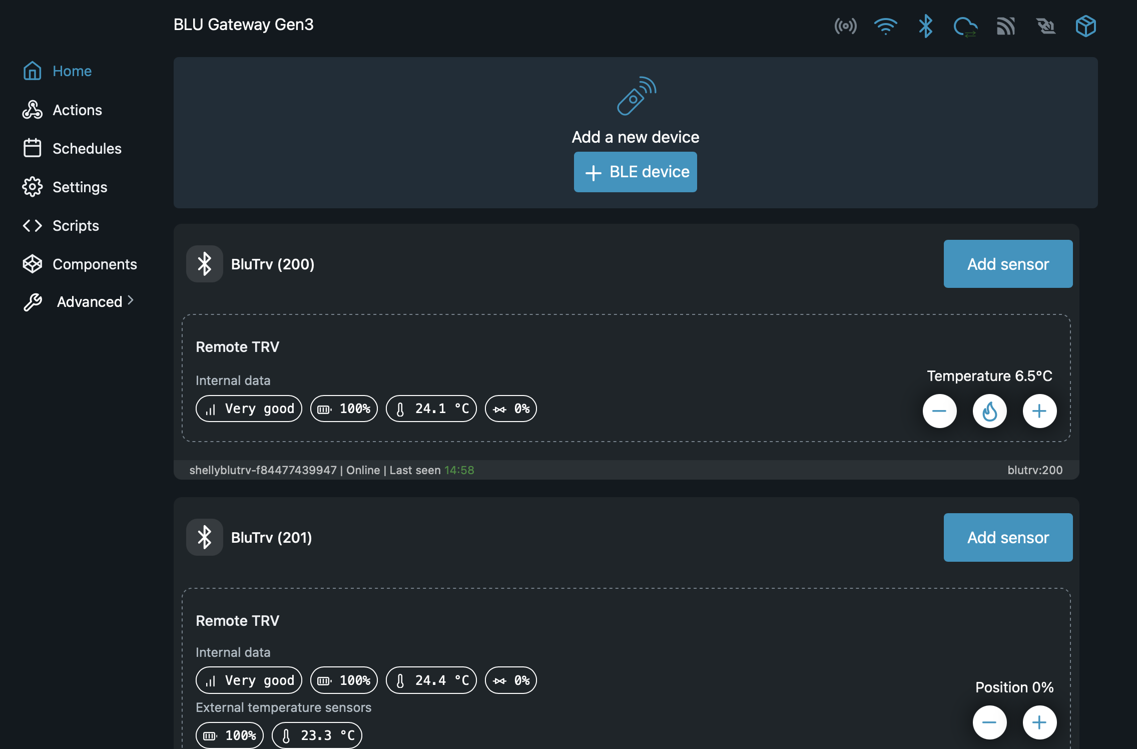 Shelly BLU Gateway Gen3 web interface guide | Shelly Knowledge Base
